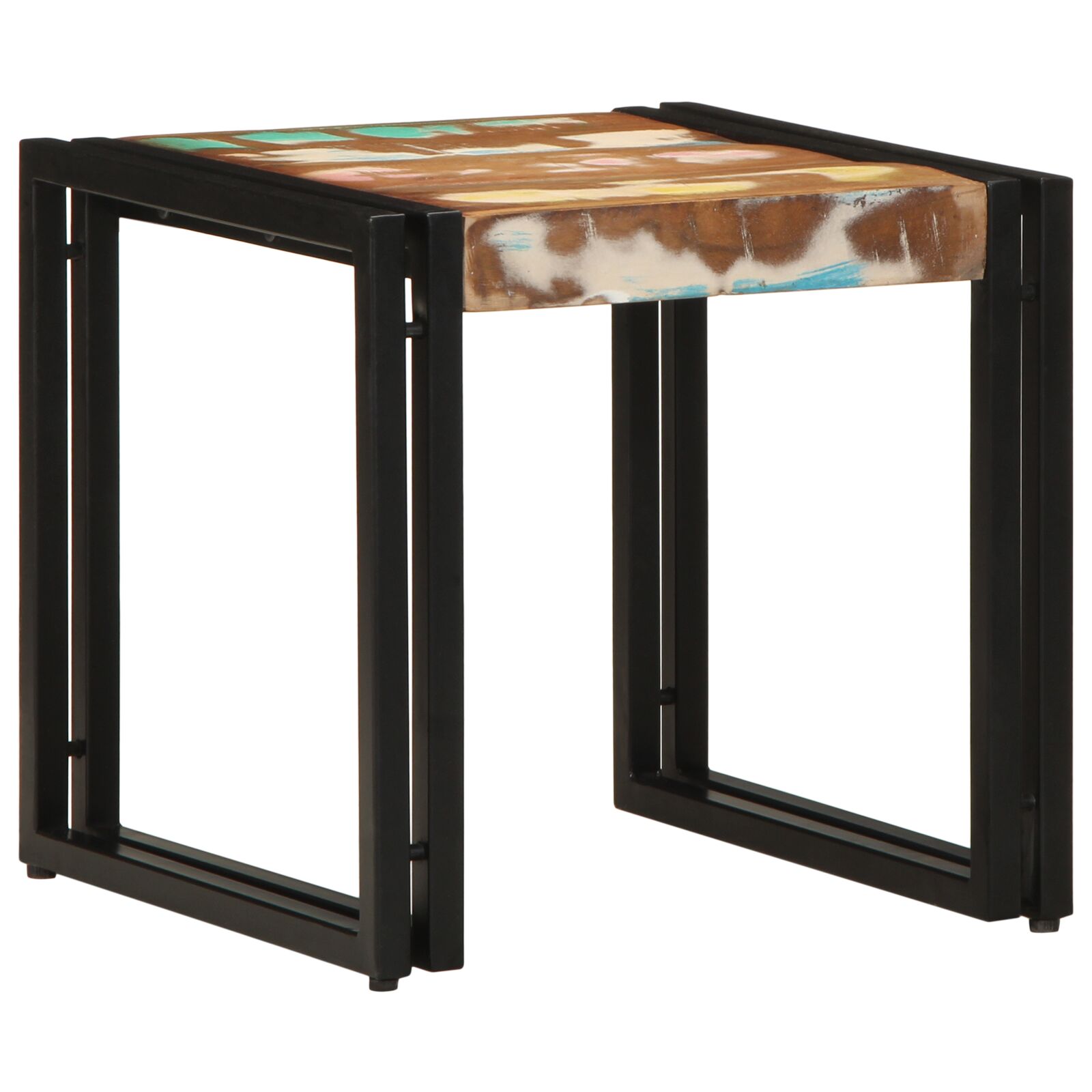 Mesa de café multicolor 40x50x38 cm de madera maciza recuperada