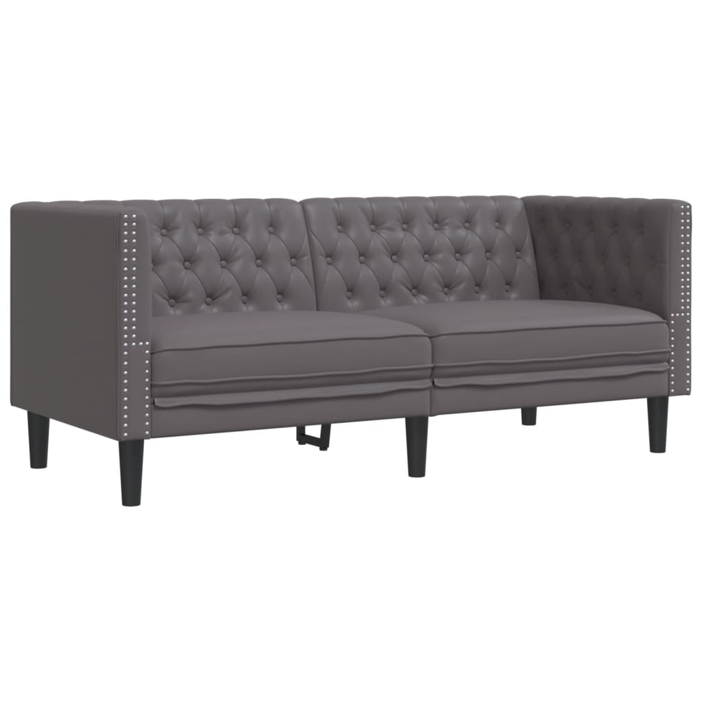 vidaXL Sofá Chesterfield de 2 plazas cuero artificial gris