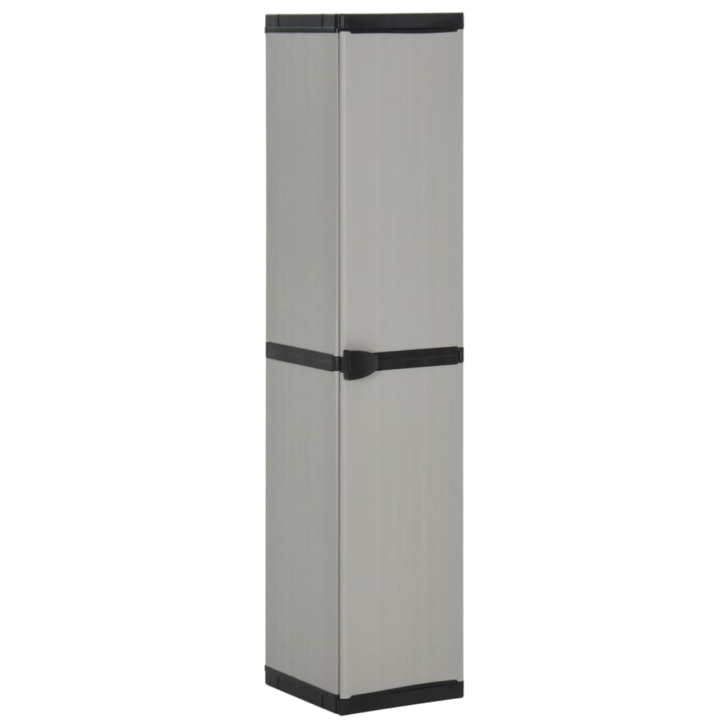 vidaXL Armario de jardín con 3 estantes gris y negro 34x40x168 cm