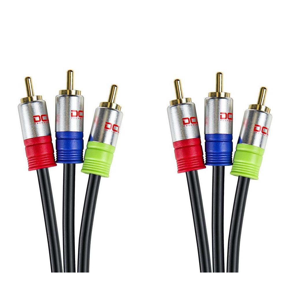 Dcu Cable RCA 3 Machos A 3 RCA Machos HQ 2m Alta Calidad Conectores de Color