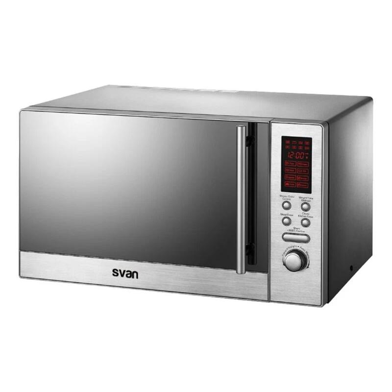 Svan - Microondas SVMW823GDX de 23 L y 800 W con grill de 1000 W, acabado inox y funciones Auto Cooking para cocina moderna