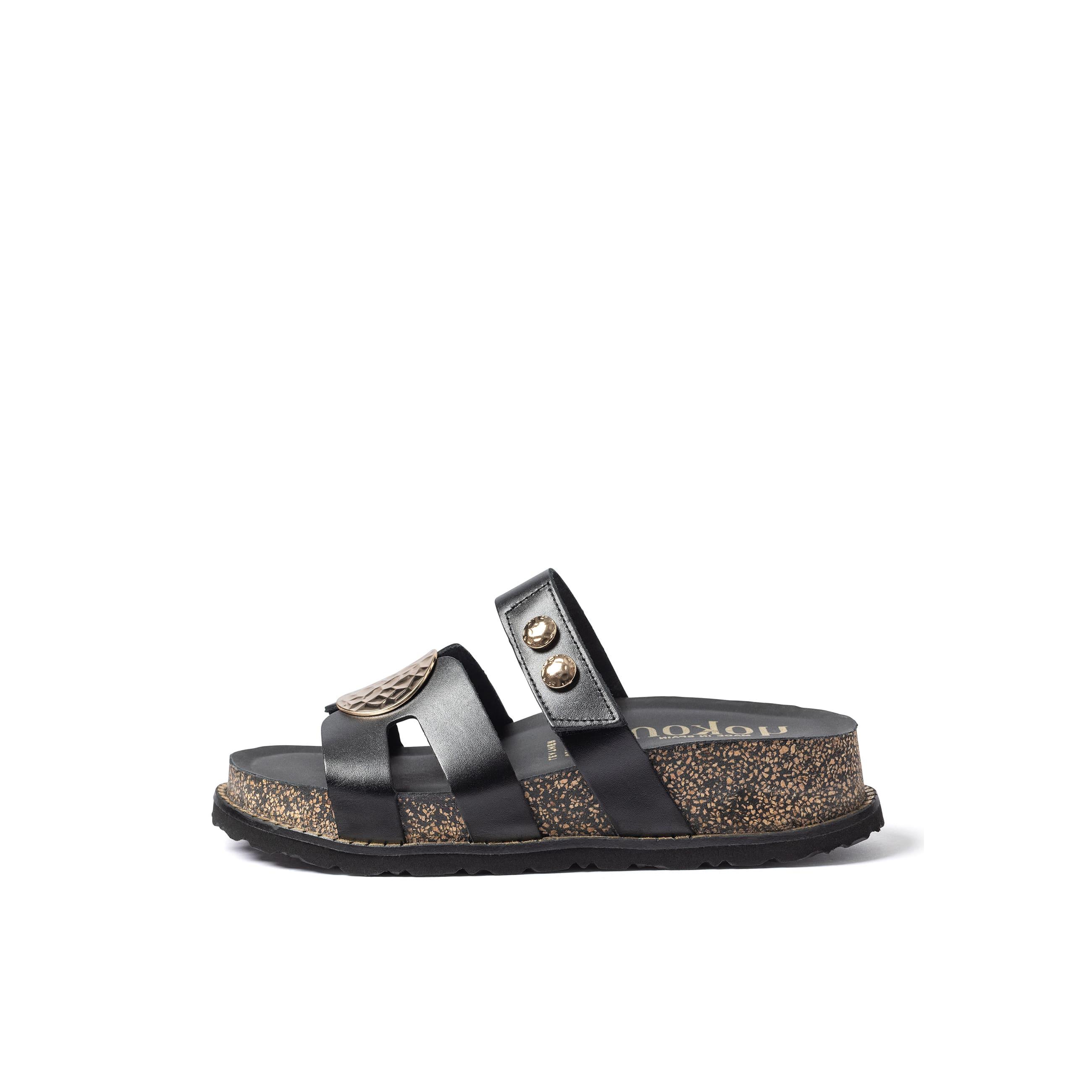 YOKONO Sandalia plataforma ALI-261 NEGRO | Zapatos mujer Primavera-Verano | Piel vacuna  Alaska | 4 CM