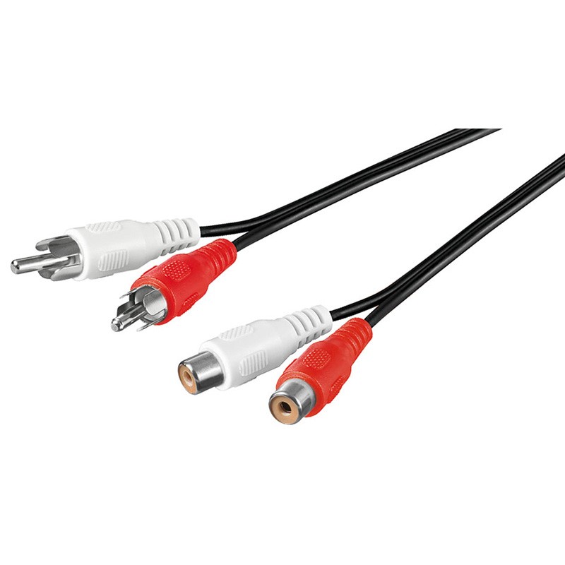 Cable RCA 2 Machos A 2 Hembras 2,5m - Conexión de Audio