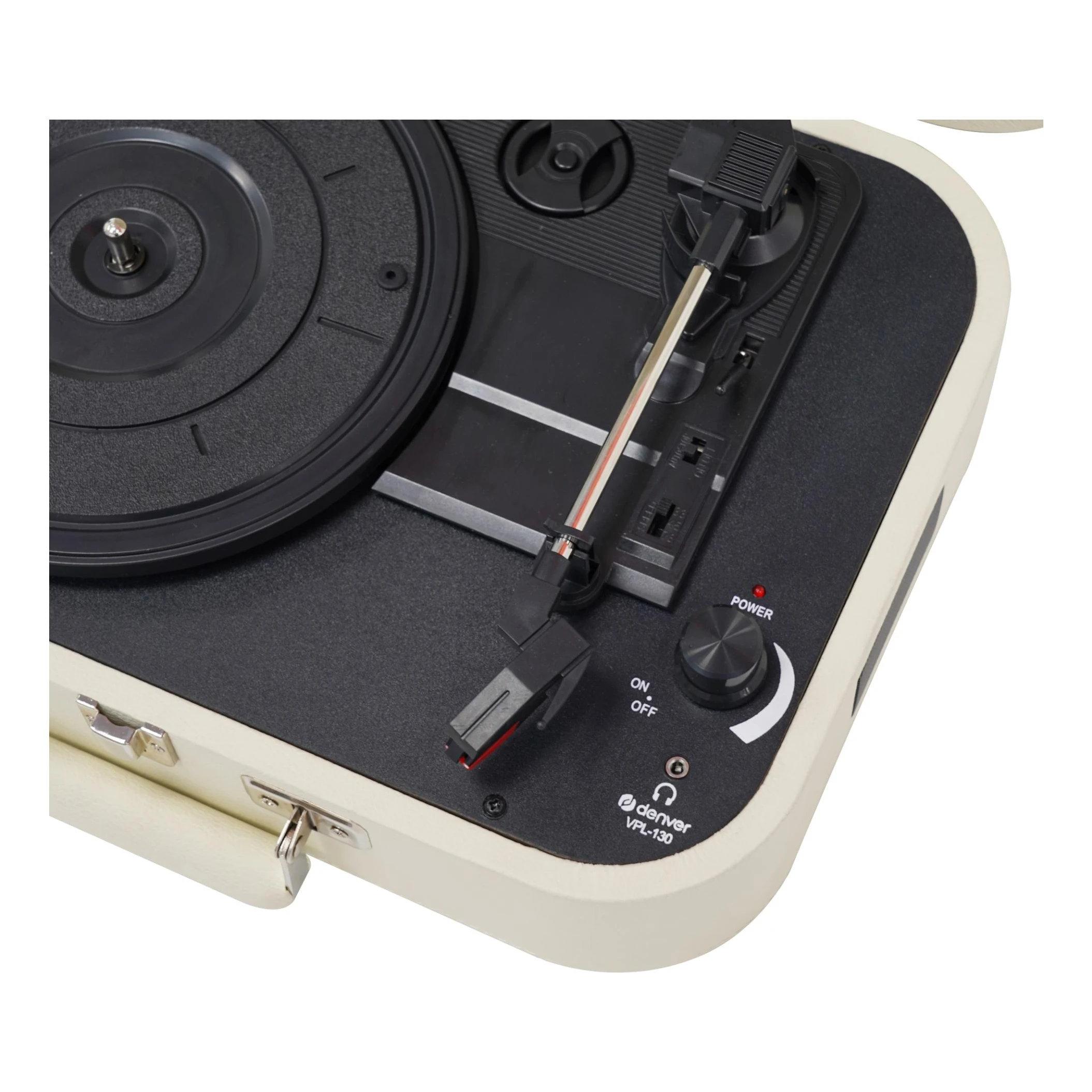 Denver - Giradiscos tocadiscos de tracción directa automático AU278130 para vinilo, 33 1/3, 45 y 78 RPM, color beige