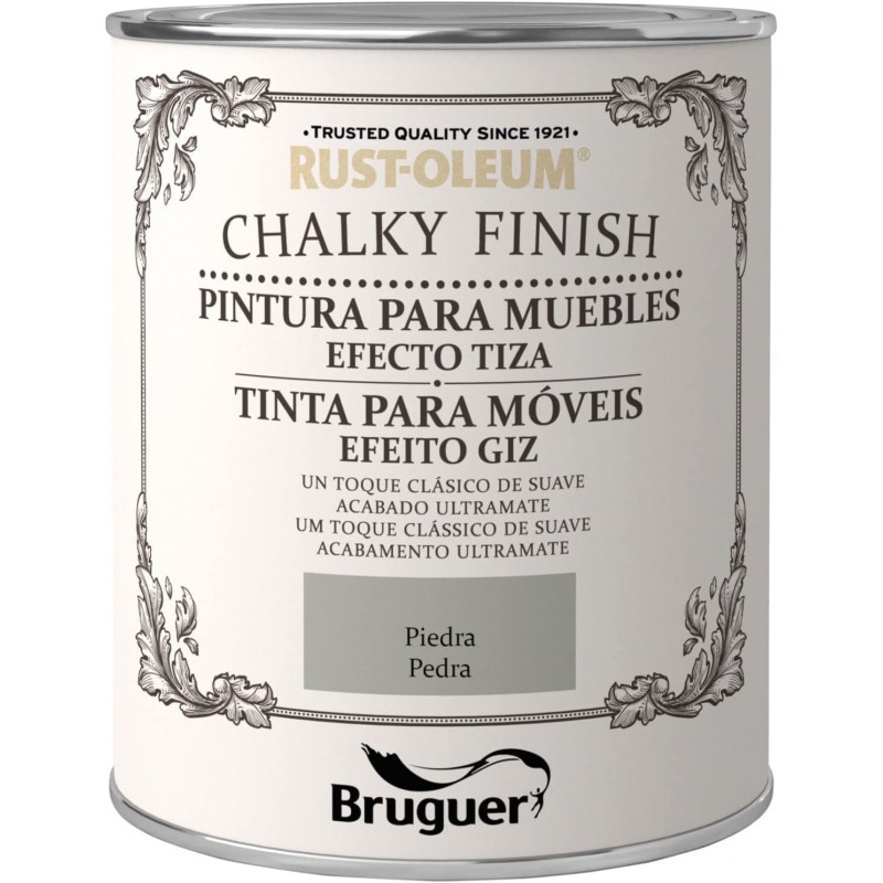 Bruguer Pintura Tiza Chalky Piedra 750ml - Efecto Tiza para Muebles y Superficies
