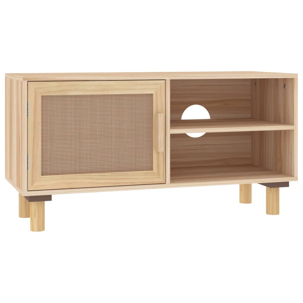 vidaXL Mueble para TV madera maciza pino ratán 80x30x40 cm, Mueble de Salon, Mueble TV, Mueble TV salon, Mesa de TV, Mueble tele