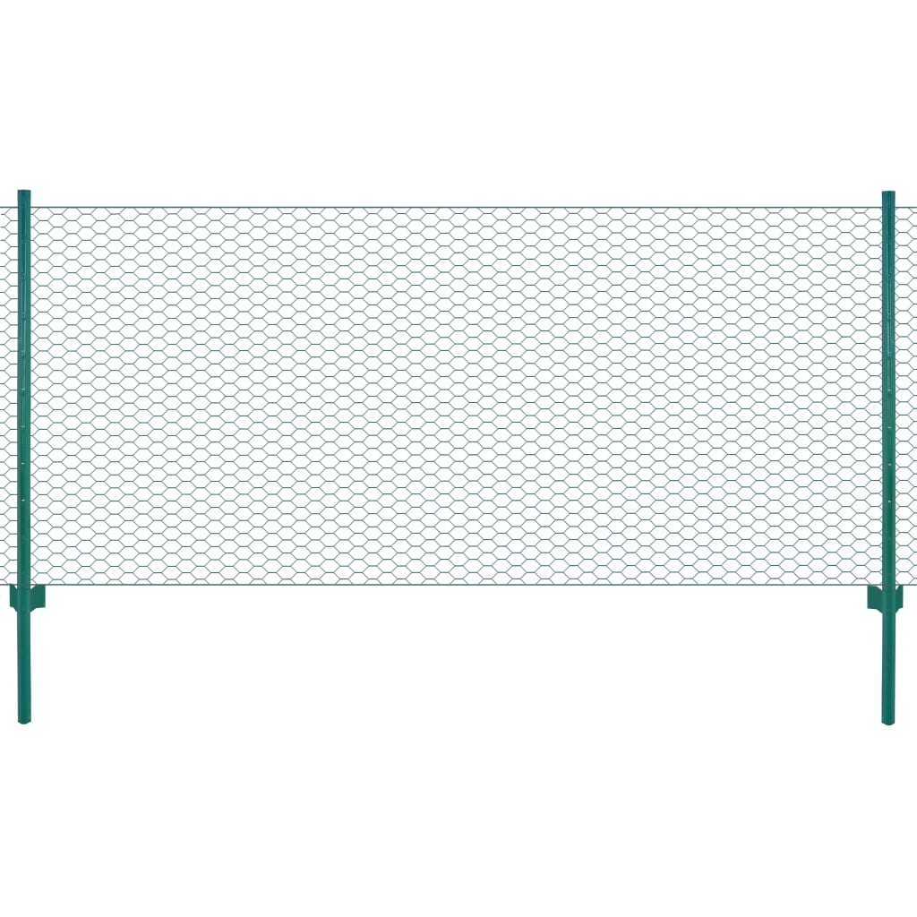 Vidaxl Valla de Malla Alambre con Postes Acero Verde 25 M X 0.5 M - Múltiples Usos