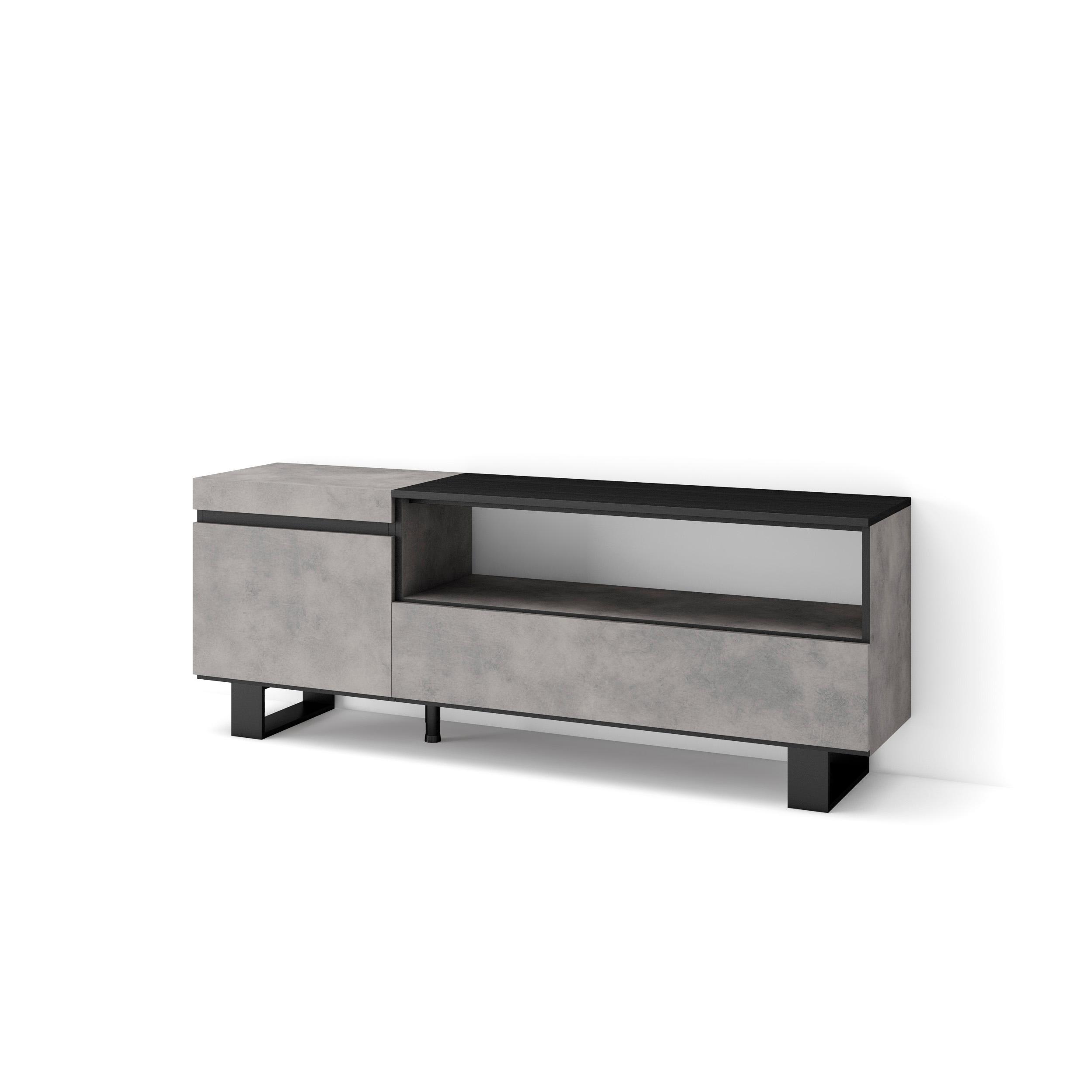 Skraut Home, Mueble de Televisión en melamina, Veteado de madera, Tacto poroso, Estilo Moderno Elegante, 153x35x57cm