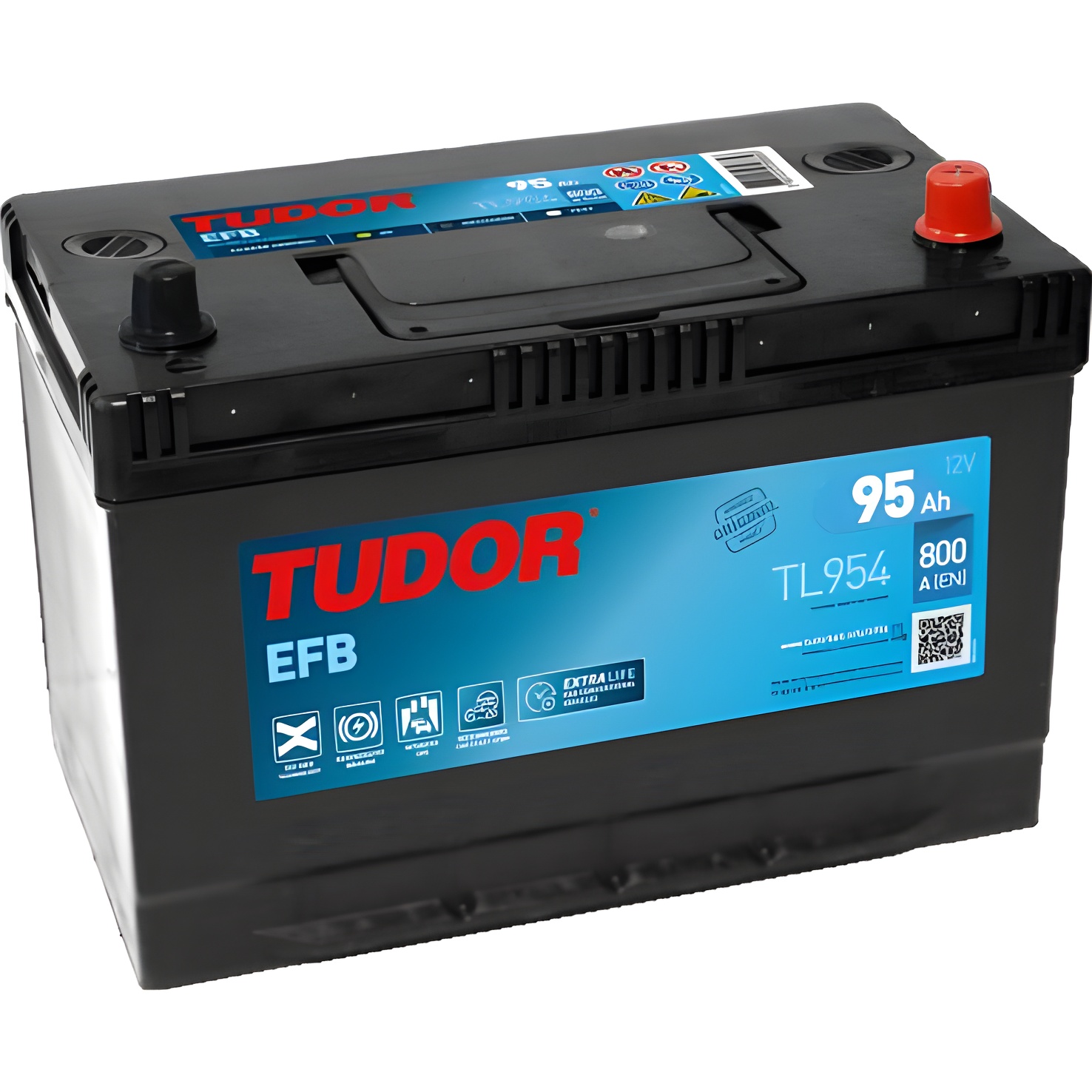 Tudor TL954 EFB Batería de Coche 95Ah 800A - Alta Potencia - Apta para coches con sistema Start-Stop