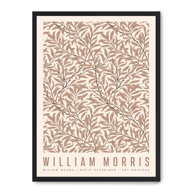 Cuadro willow pattern vi 30x40cm, Póster impreso en papel de primera calidad de 180gr, montado sobre marco de madera MDF acabado en negro., Arte - Pintores famosos - William Morris