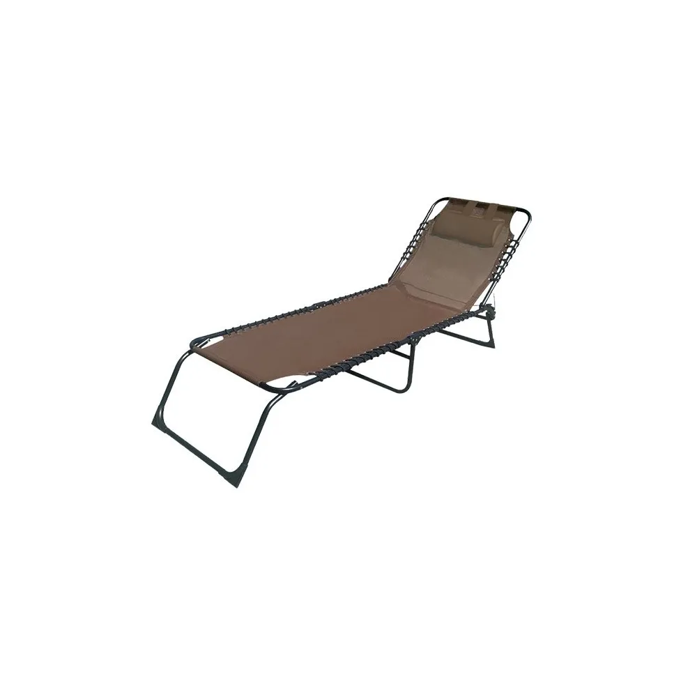 Tumbona Plegable Acero Cojin Jardin y Piscina Marron MARBUENO SUMMER