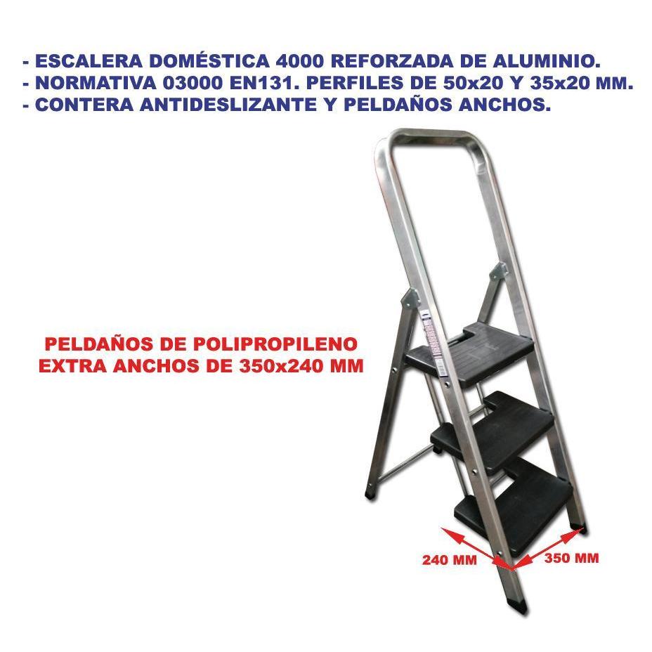 Escaleras aluminio reforz.sifer 4000   3 peld.anchos 03001 en131