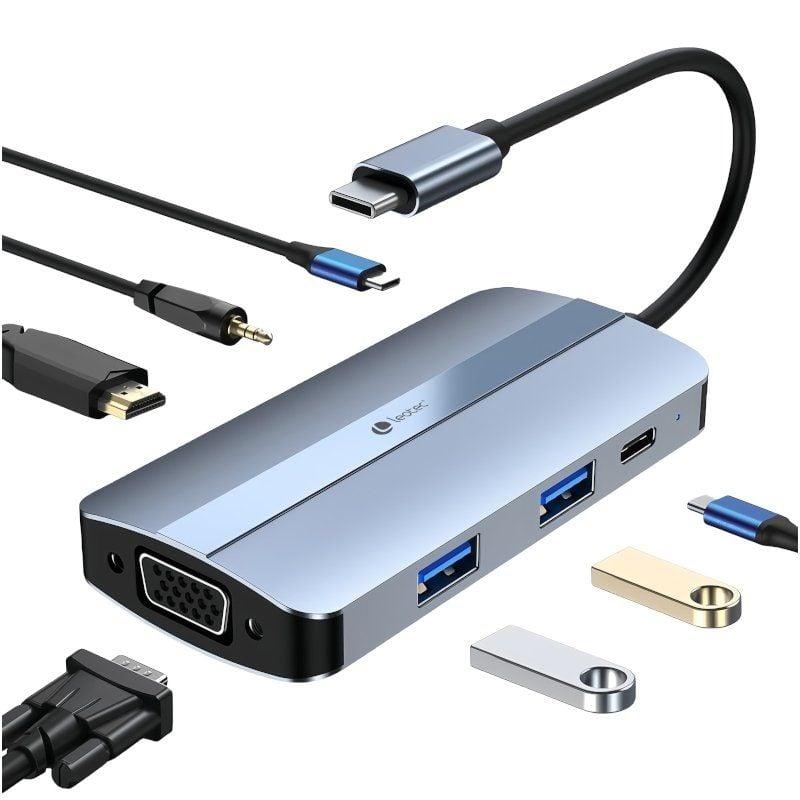 Leotec estación Docking HUB 7 en 1 USB-C/USB/HDMI/VGA
