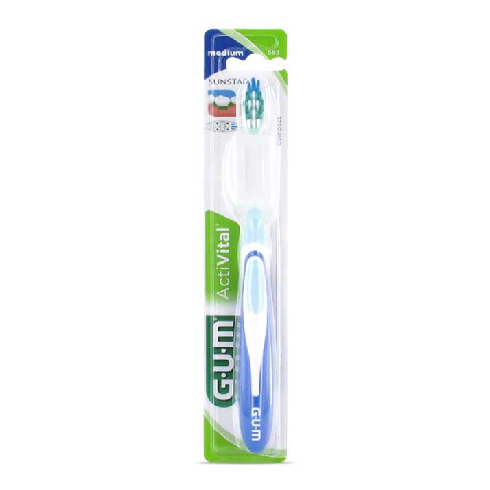 Gum Activital Cepillo de Dientes Compacto Medio para Limpieza Profunda