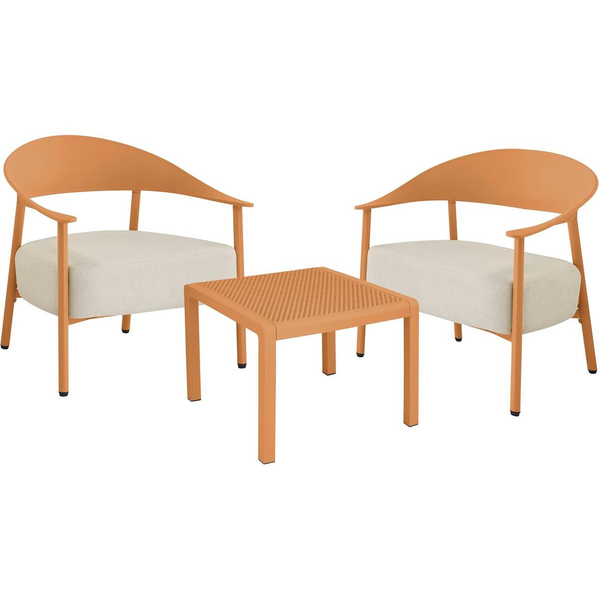 Habitat y Jardin - Conjunto de muebles de jardín "Céora" de metal y plástico - 2 plazas - Naranja