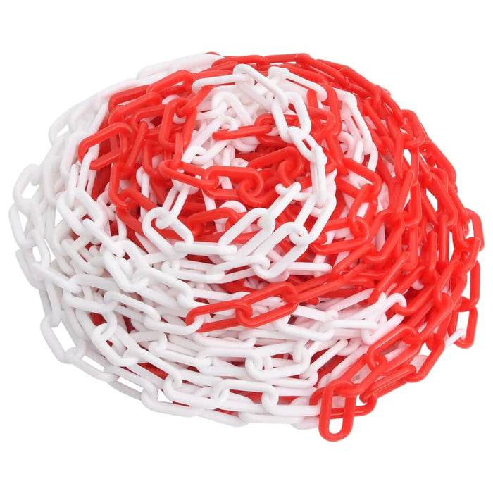Arean Cadena Roja y Blanca de Plástico | Rollo de 25 Metros | Espesor de 8 mm