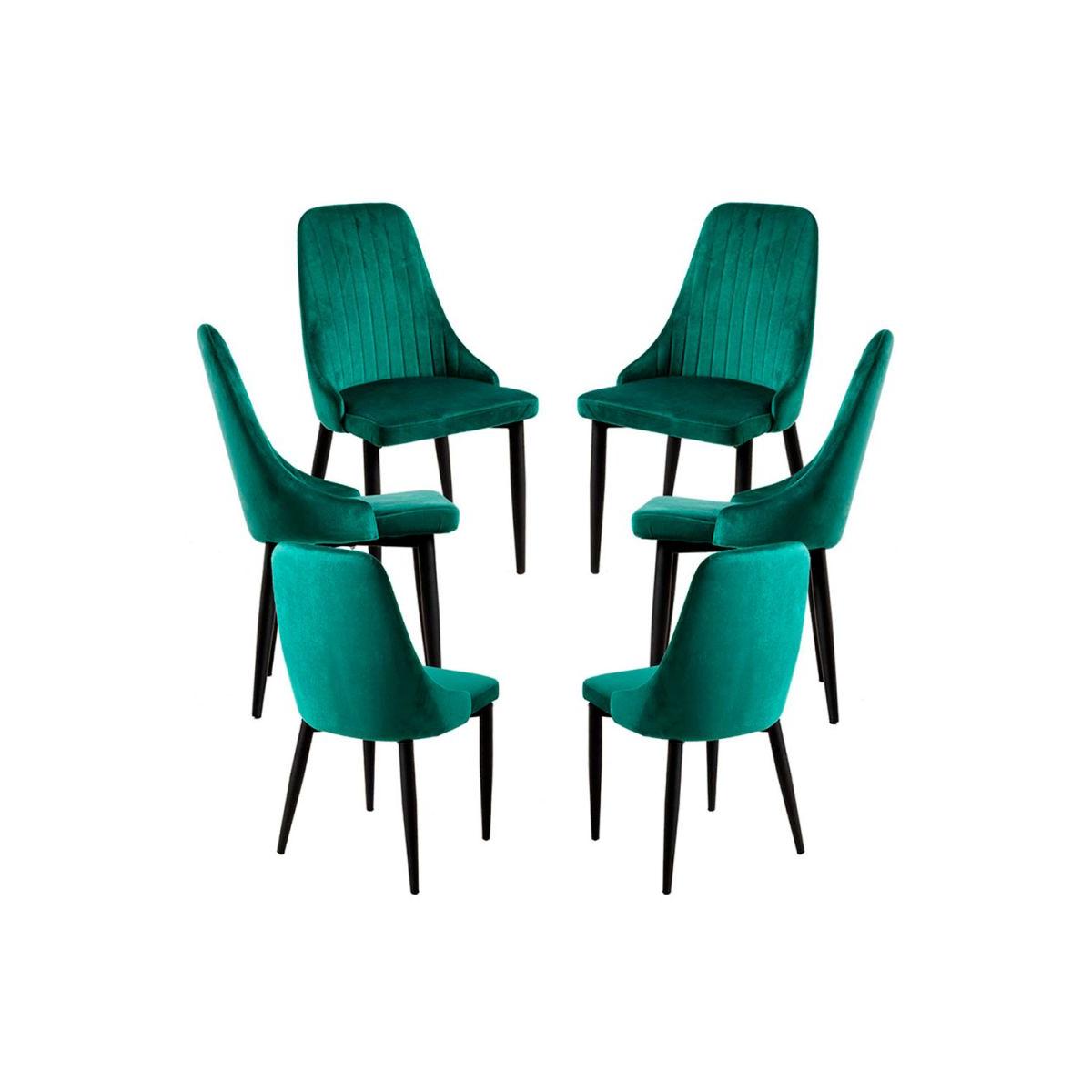 Regalos Miguel - Packs Sillas Comedor - Pack 6 Sillas Kan Terciopelo - Verde