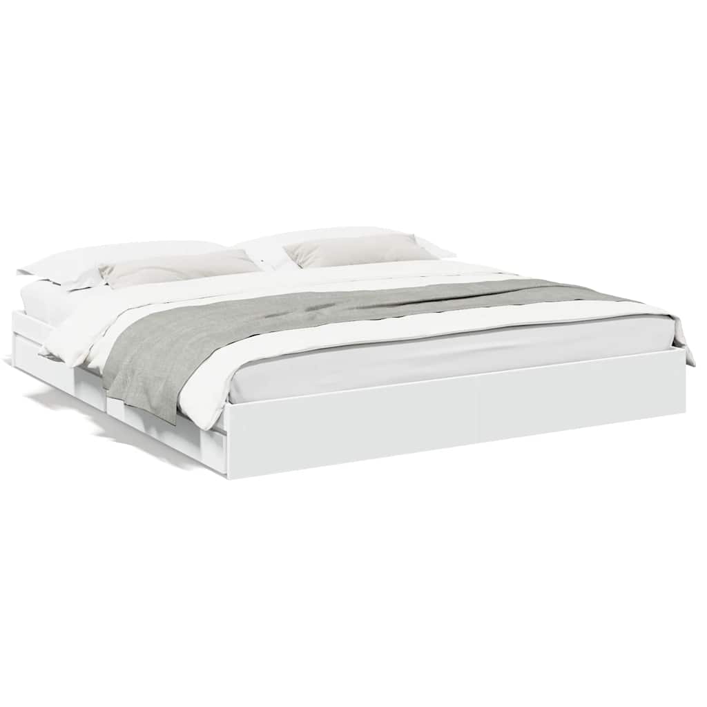 vidaXL Estructura cama con cajones madera ingeniería blanca 180x200 cm