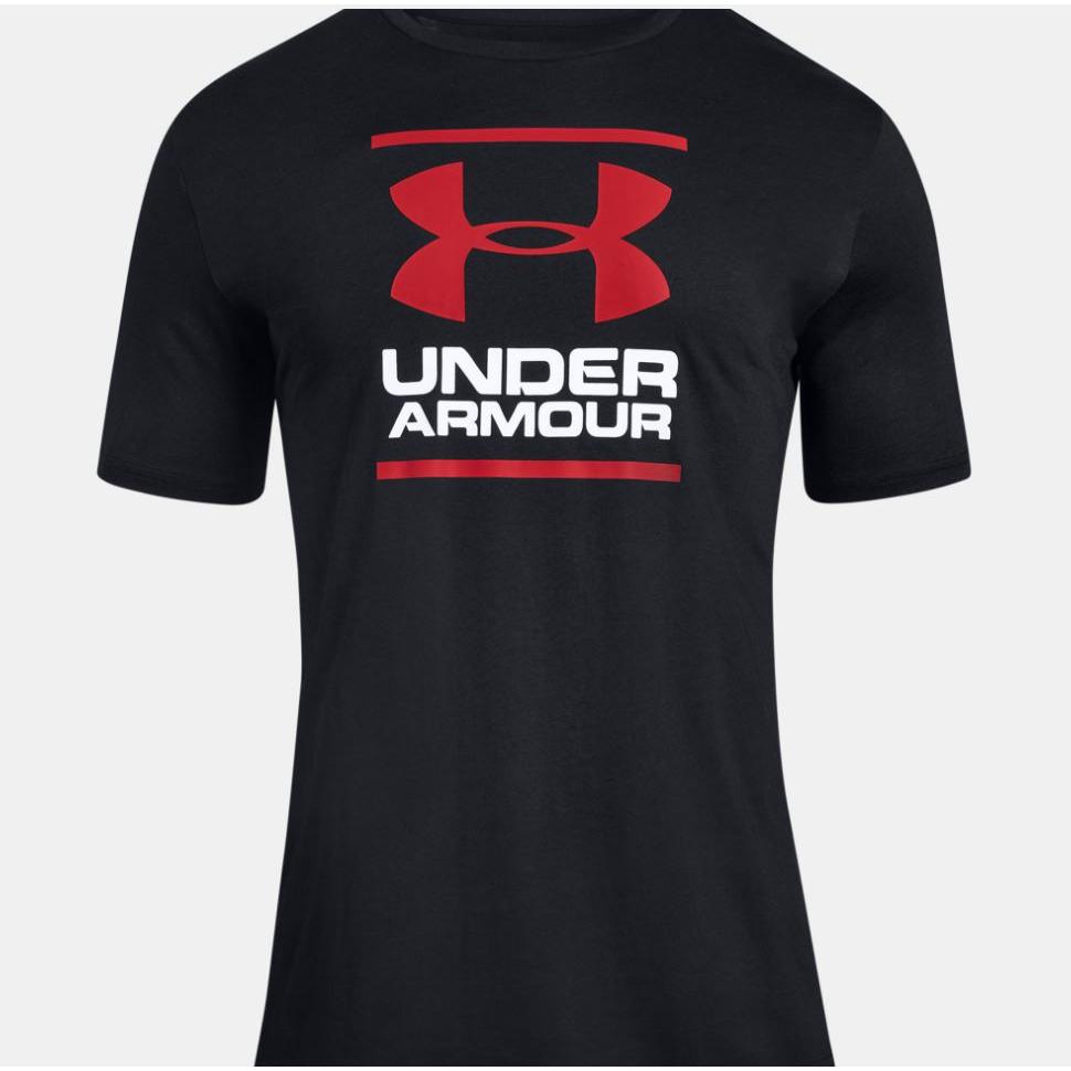 Under Armour - Camiseta Under Armour GL Foundation SS con logotipo frontal estampado, manga corta y cuello redondo / 1326849-001-001-Black-White-Red