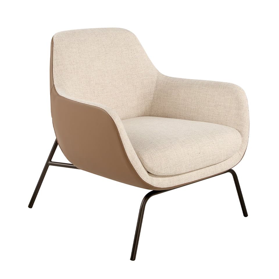 ANGEL CERDÁ 5099C Sillón confidente tapizado en tela con respaldo en polipiel , Crema , Tela  Polipiel , 77 x 76 x 84 cm.
