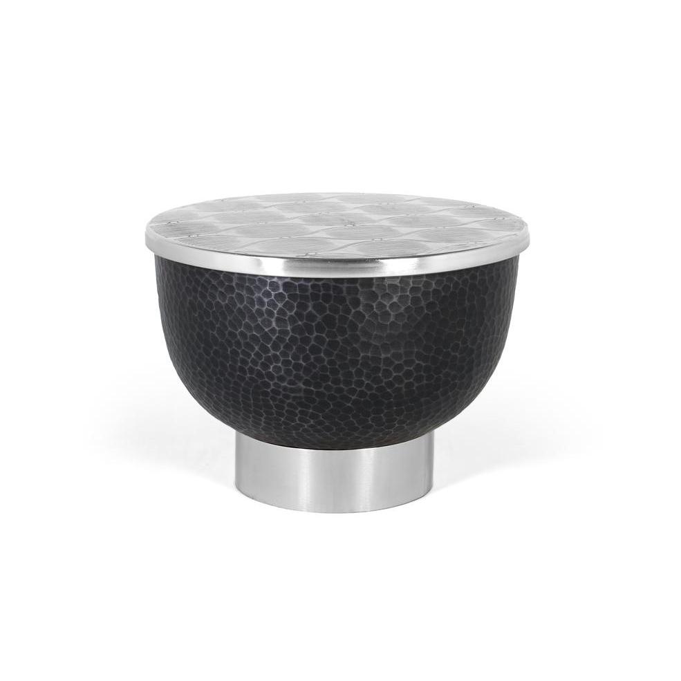 Mesa de centro redonda con aluminio color gris oscuro