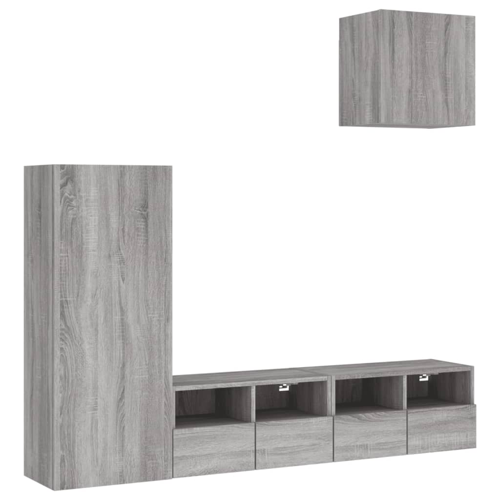 Vidaxl Muebles de TV de Pared 4 Piezas Madera Ingeniería