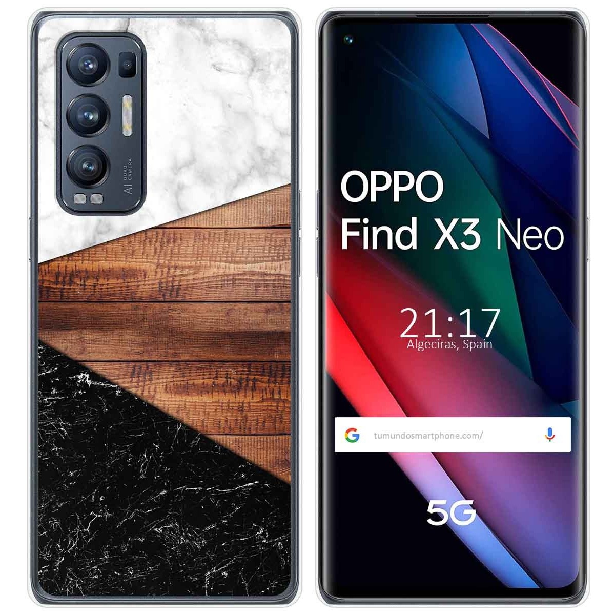 Tumundosmartphone Funda Gel Tpu para Oppo Find X3 Neo 5G diseño Mármol 11 Dibujos