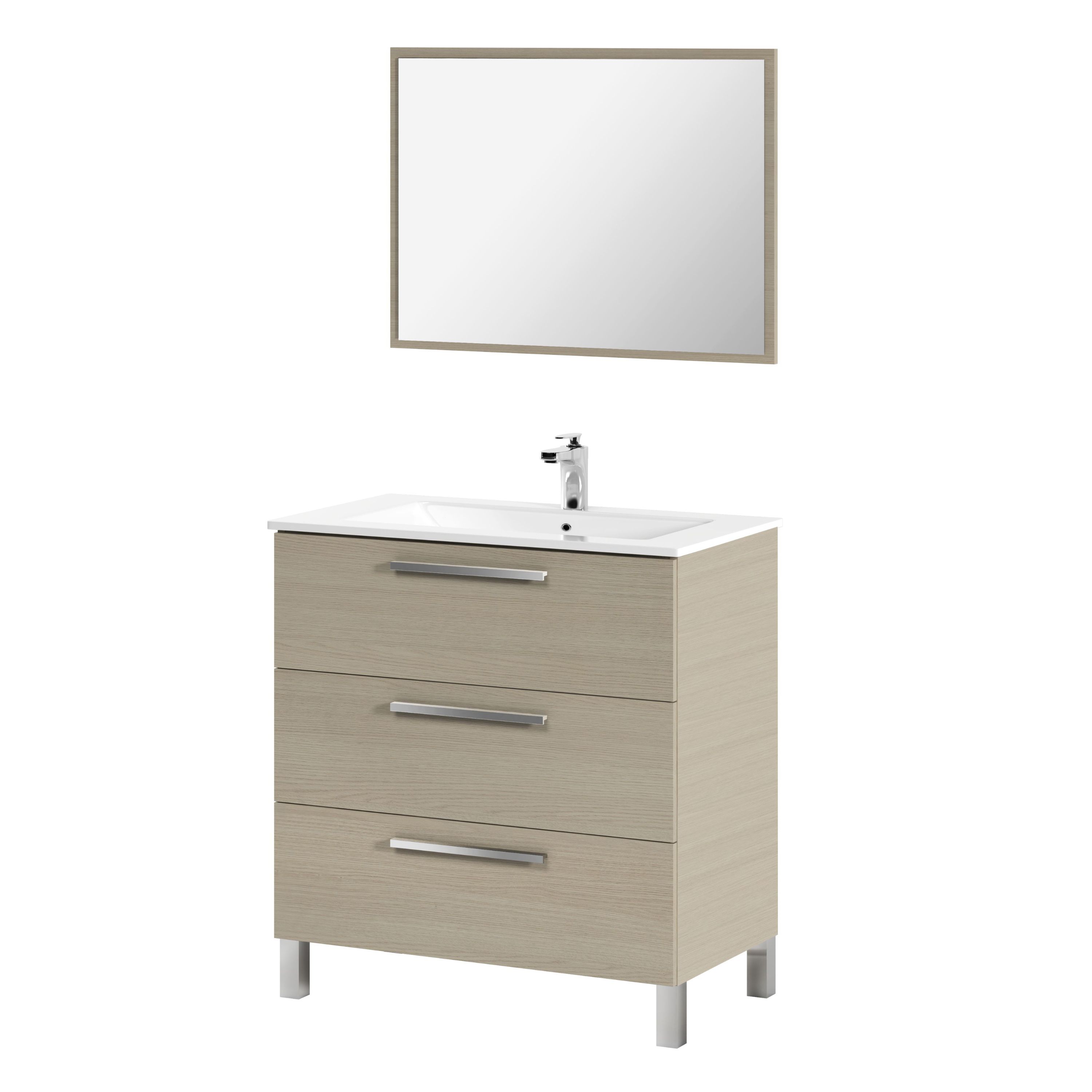 duehome - Mueble de baño Athena 80 3 cajones + espejo