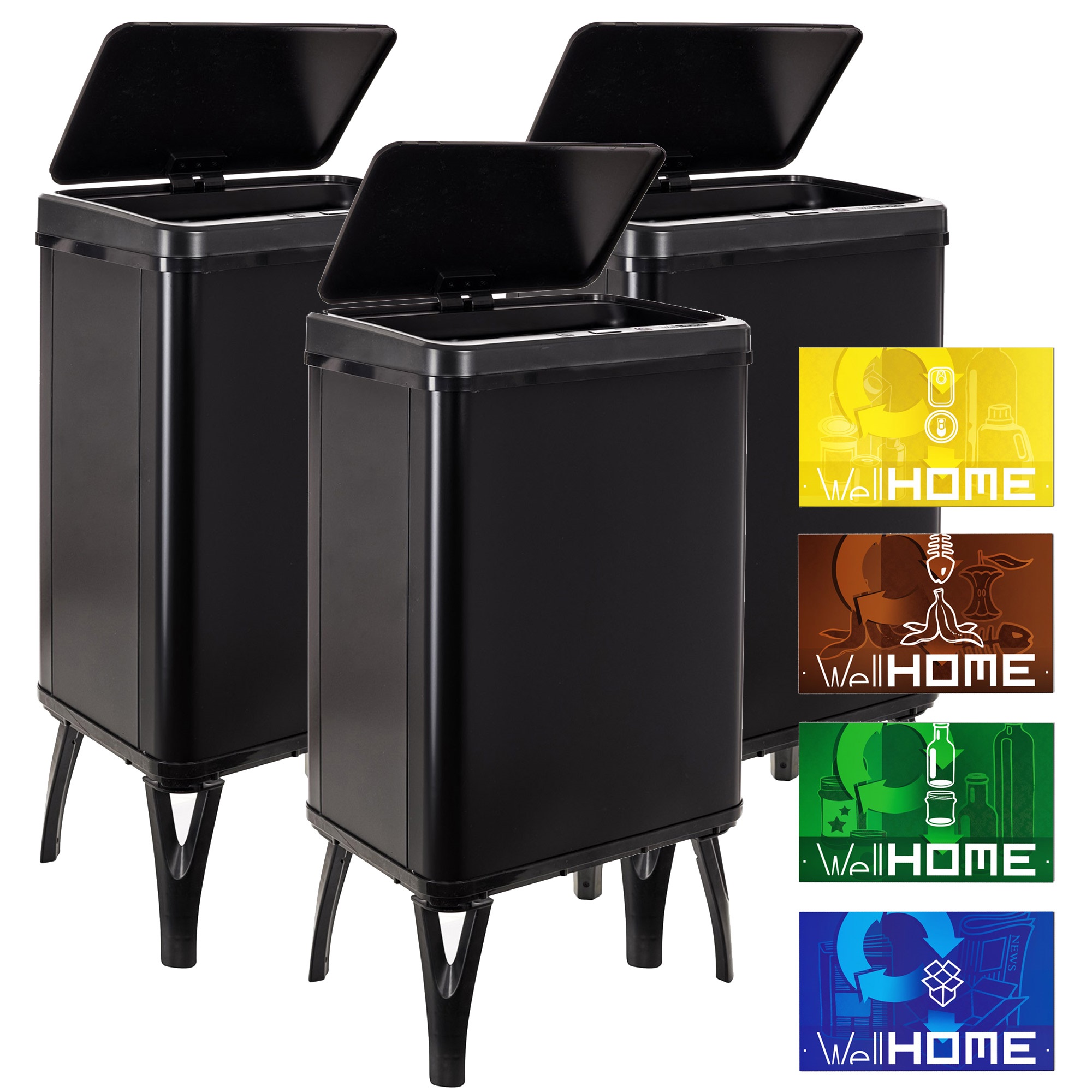 Wellhome - Cubos de Basura Inteligente de 40L - Negro