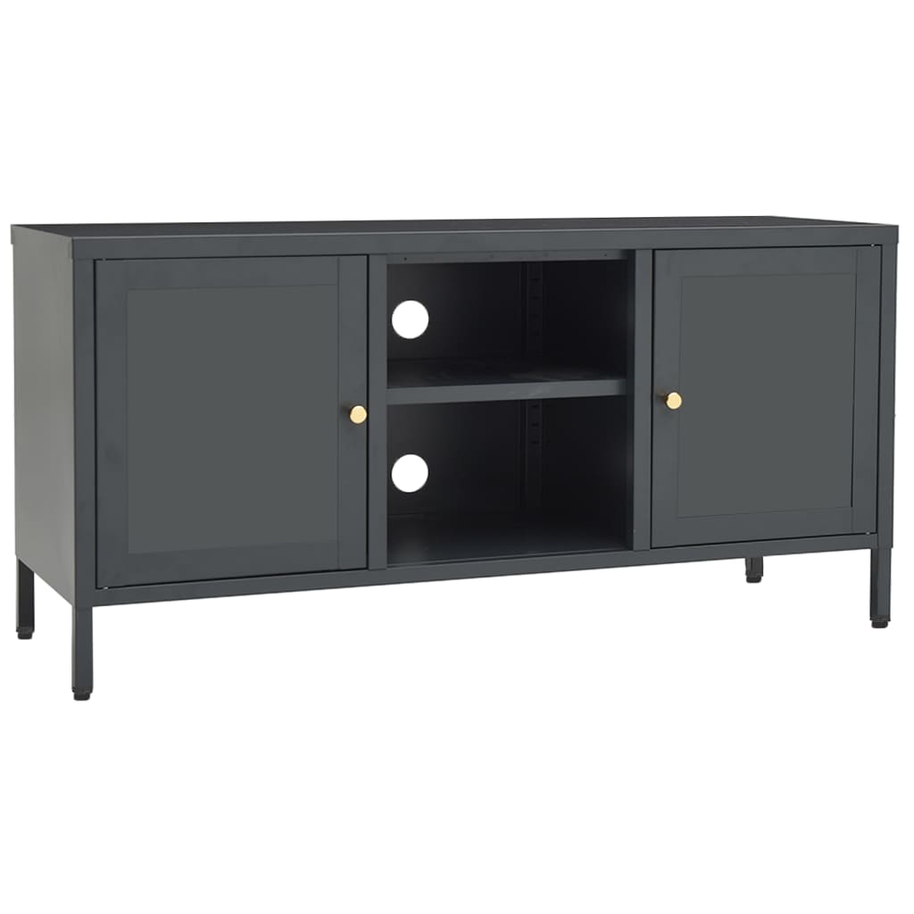 vidaXL Mueble para el televisor acero y vidrio 105x35x52 cm, Mueble de Salon, Mueble TV, Mueble TV salon, Mesa de TV, Mueble tele