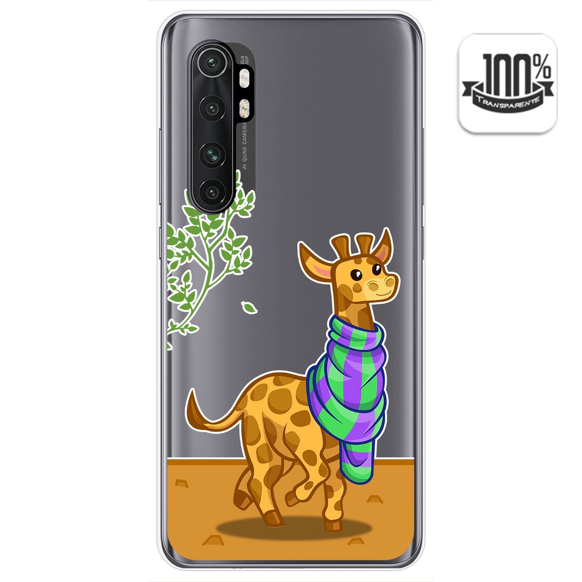 Tumundosmartphone Funda Gel Transparente Xiaomi Mi Note 10 Lite con Dibujo Jirafa