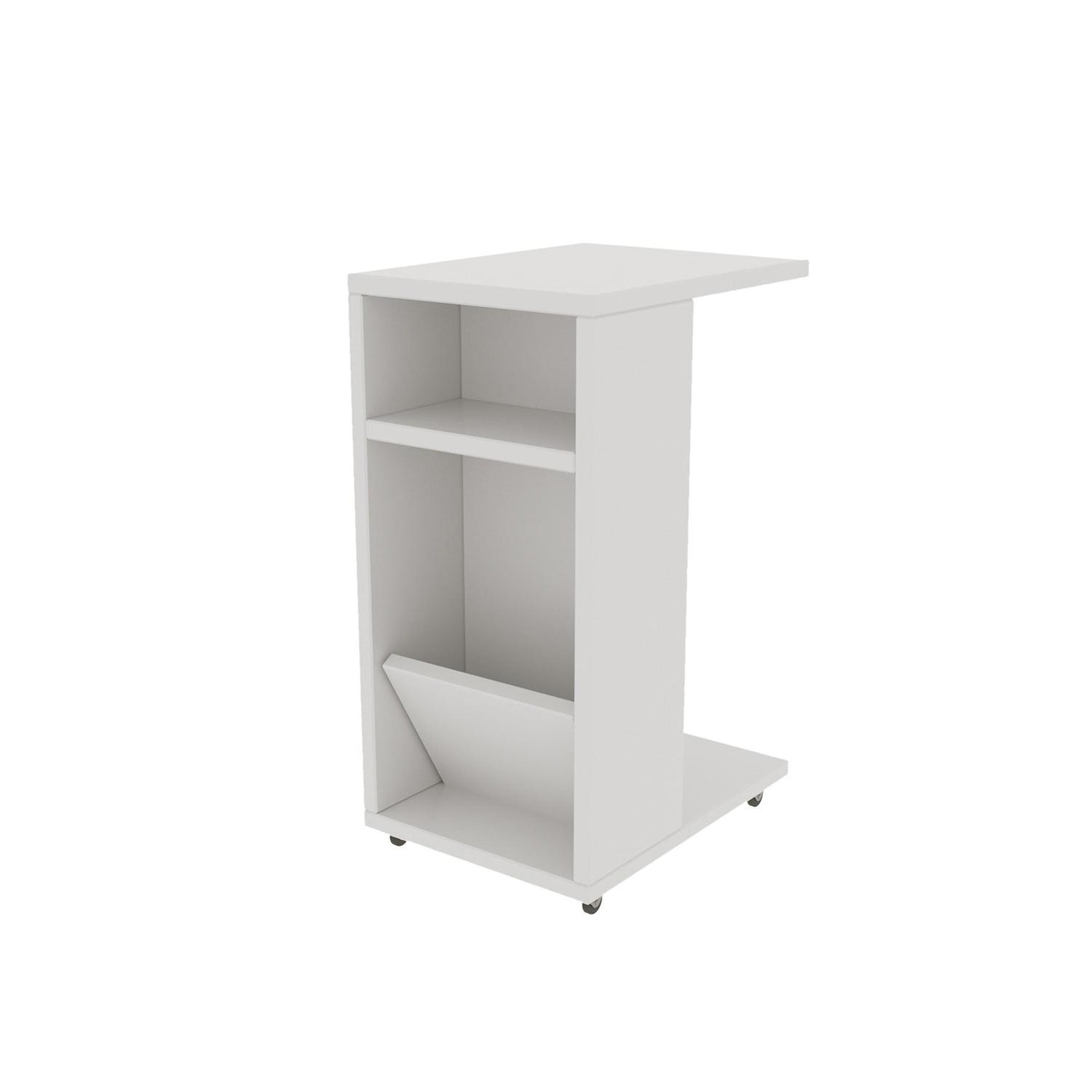 Mesa auxiliar con ruedas tisha blanco para hogar moderno mueble de almacenaje  - Homekit