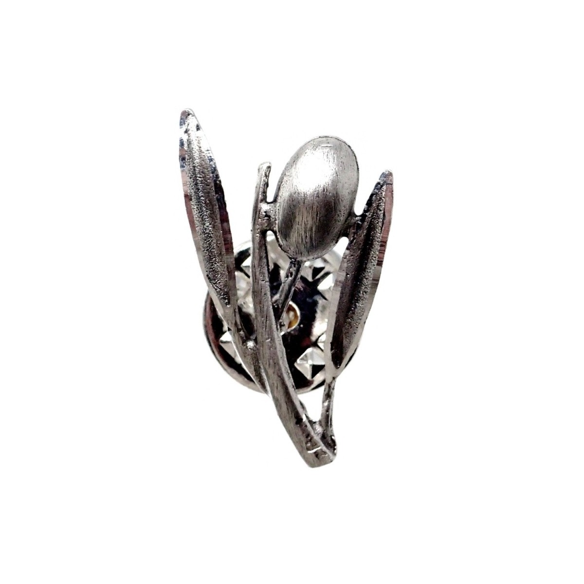 Pin plata Ley 925m rama olivo 25mm.hojas aceituna detalles tallados