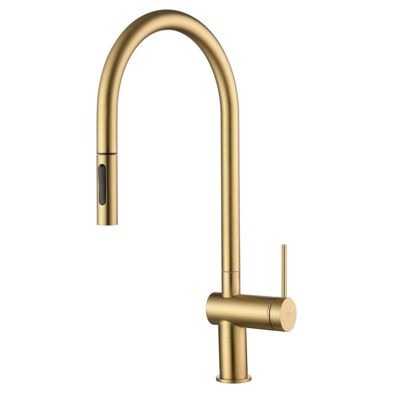 Imex Berna GCE026/OC grifo de cocina monomando extraíble con difusor doble jet en acabado oro cepillado