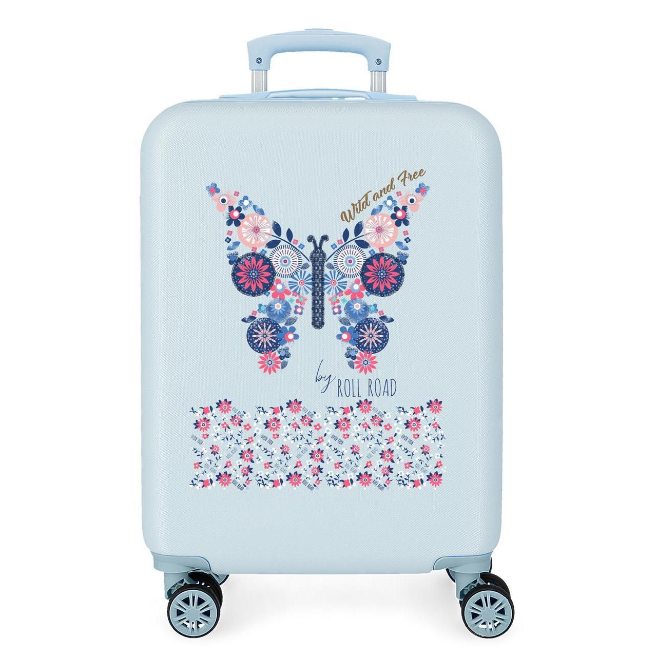 Maleta de cabina Roll road Wild and free azul claro 55x38x20cm