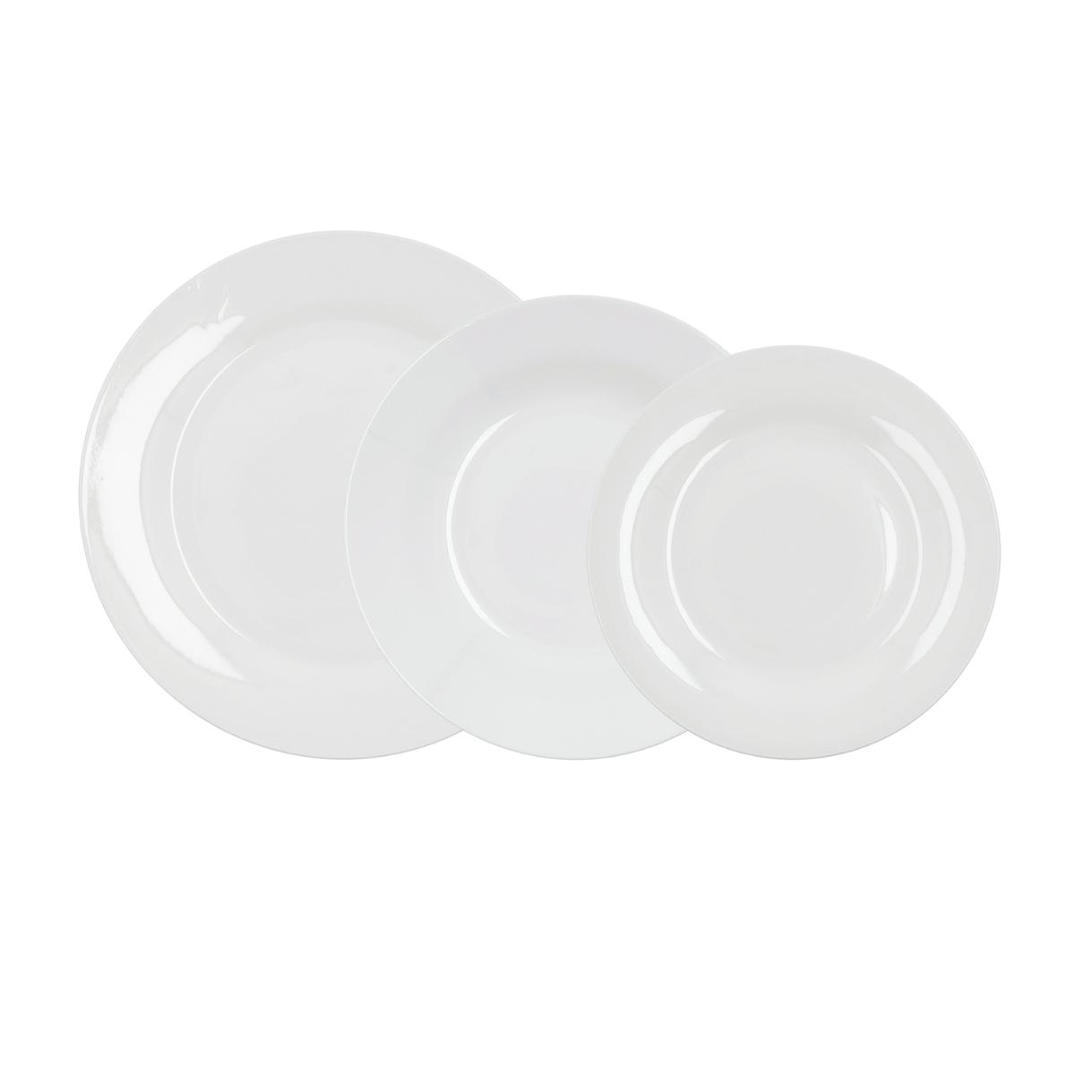 BIDASOA LIS Vajilla Porcelana 18 PIEZAS - 6 PERSONAS Blanco Brillo Acabado y blancura excepcional Apilable