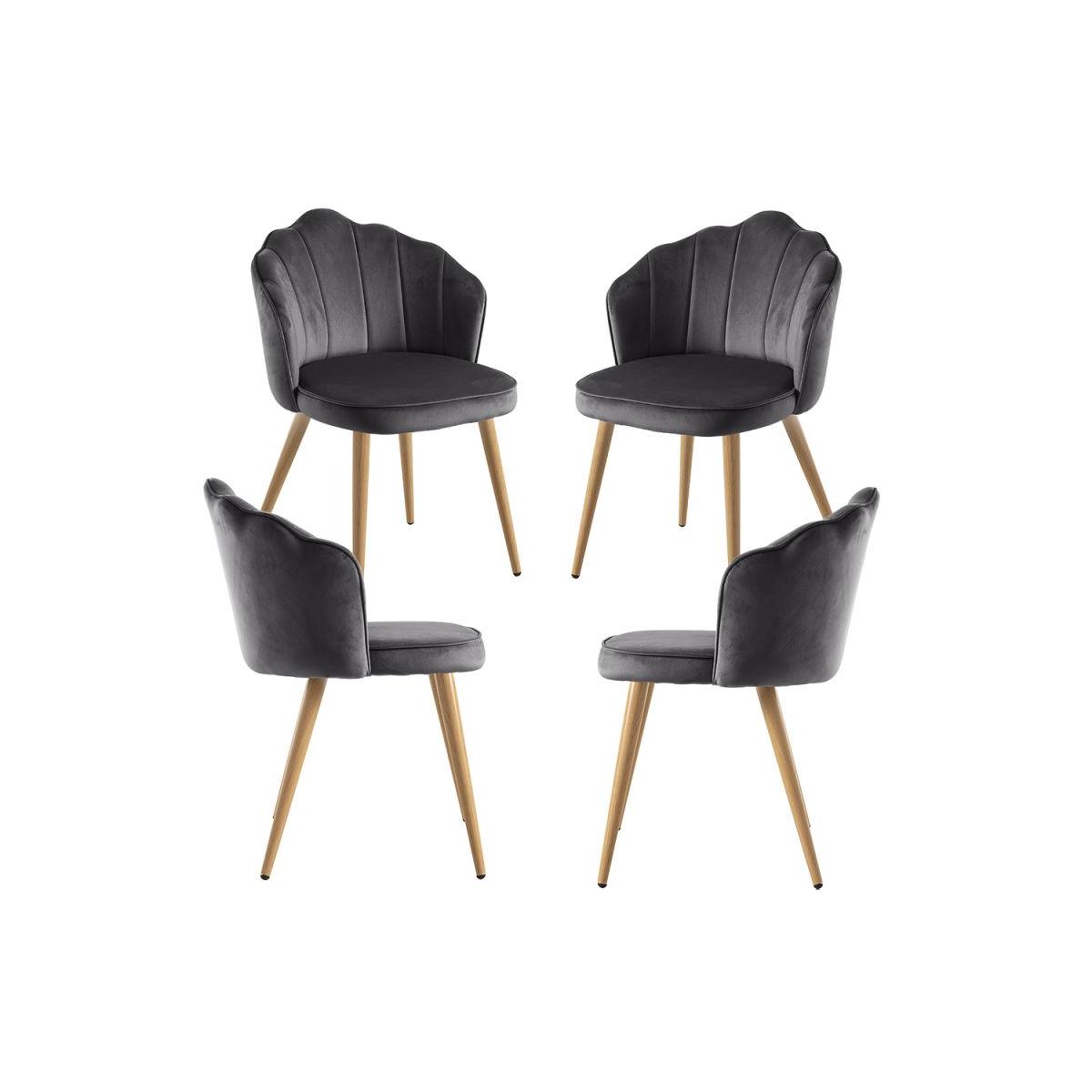 Regalos Miguel - Packs Sillas Comedor - Pack 4 Sillas Blume Terciopelo - Gris oscuro