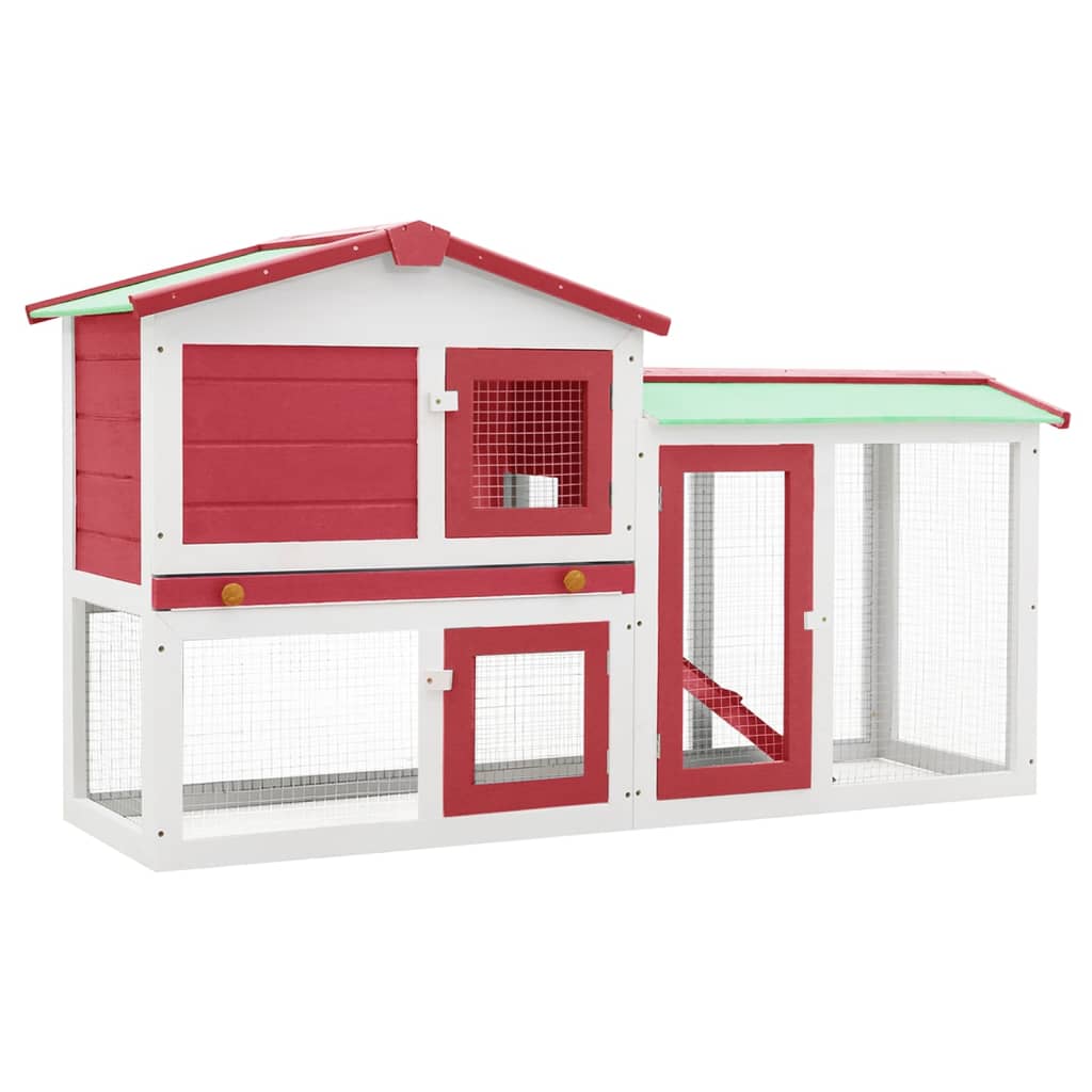 vidaXL Conejera de Exterior de Madera Casa de Animal Pequeño Jaula de Mascota Color Marrón y verde,  Marrón,  red and white y mas