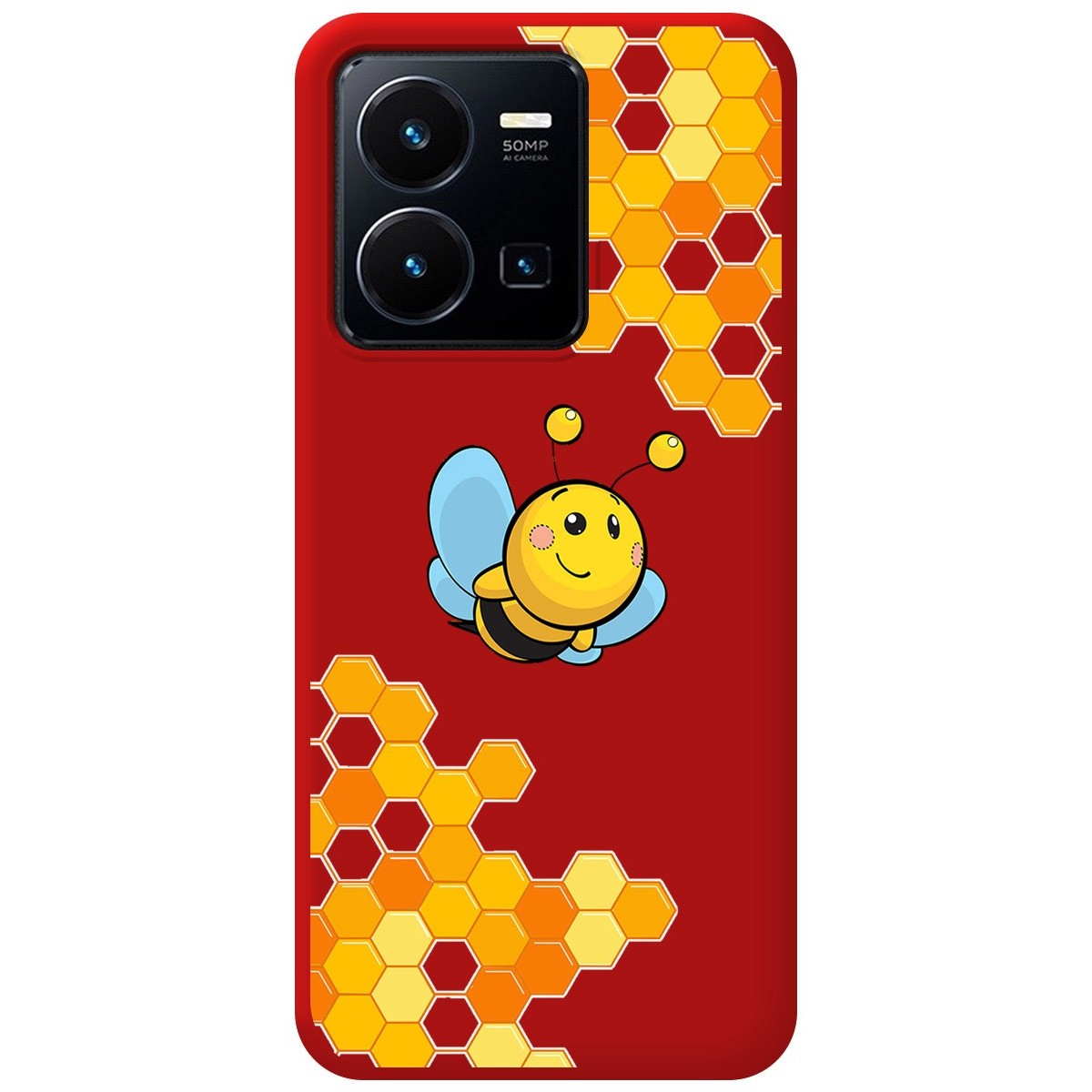 Funda Silicona Líquida Roja para Vivo Y35 / Y22s diseño Abeja Dibujos