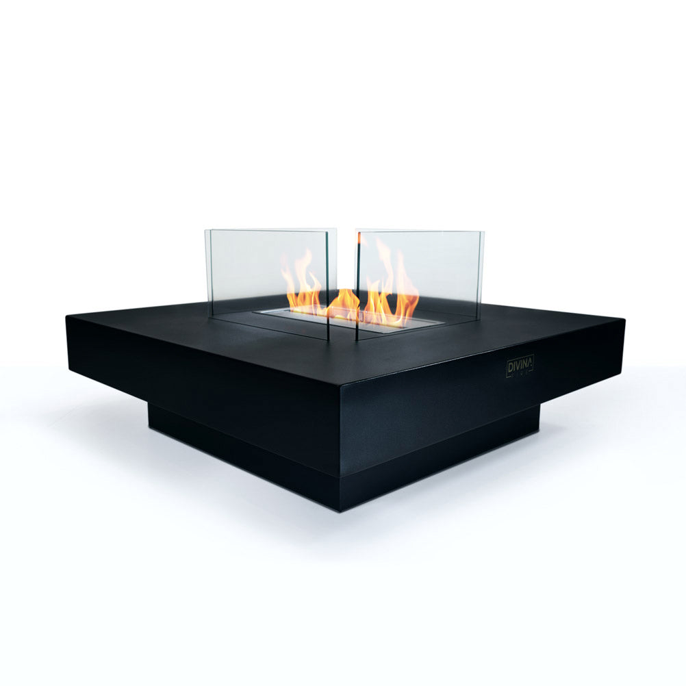 Chimenea de bioetanol para uso interior y exterior Panarea Nero 70x70x35