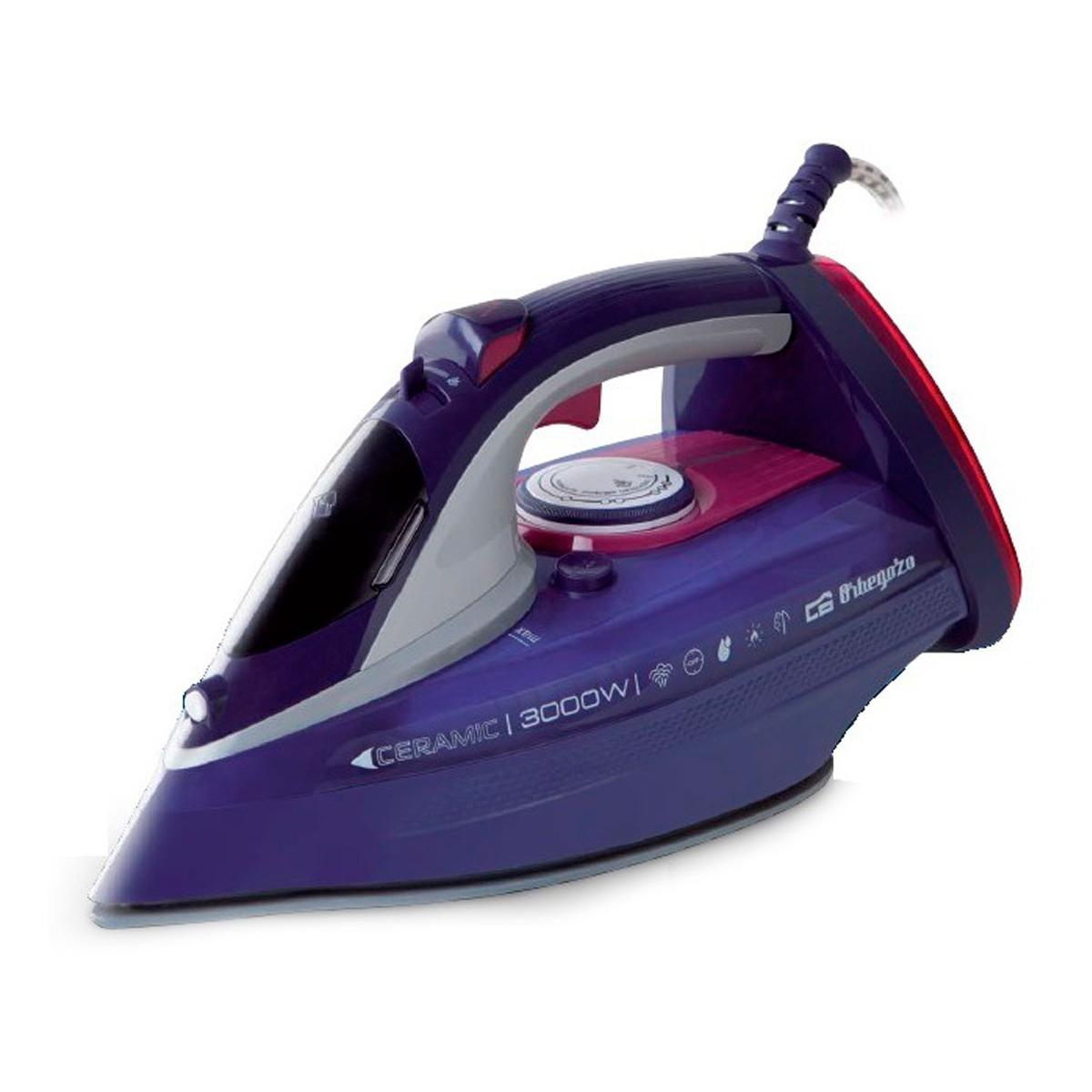 Orbegozo sv3000 lila rosa plancha a vapor de 3000w suela cerámica 230g/min depósito de 450ml apagado automático