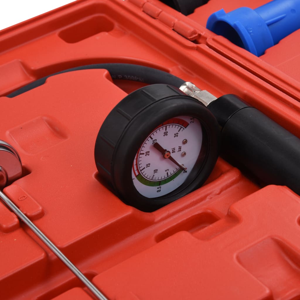 vidaXL Comprobador presión circuito refrigeración y radiador 18 piezas