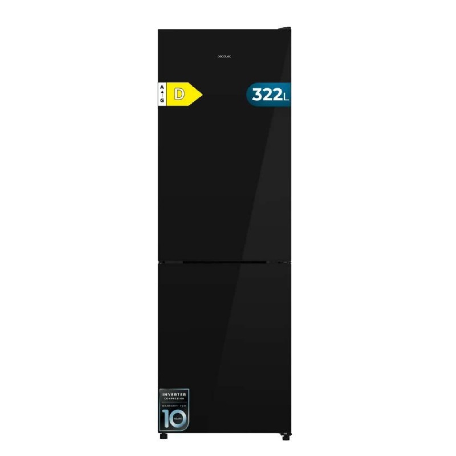 Cecotec Frigorífico Combi 322L Bolero CoolMarket Combi 322i Black Glass D. 185,5cm de Alto, 59,5cm de Ancho