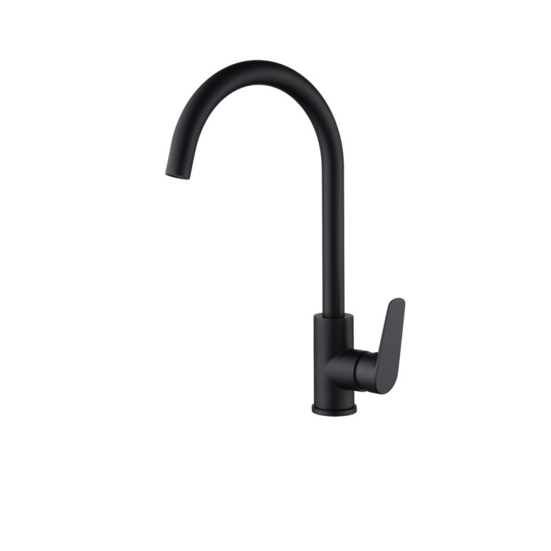 Imex Belgica GCZ044/NG grifería de cocina monomando redondeada de latón con acabado negro mate