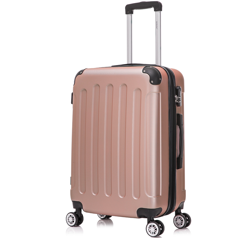 Maleta de viaje Mediana ABS 66x43x26cm -28,5cm Extendido  80L Expandible 24 Pulgadas Negro/Azul/RosaDorado/Plateado/Amarillo/Rojo/Turquesa