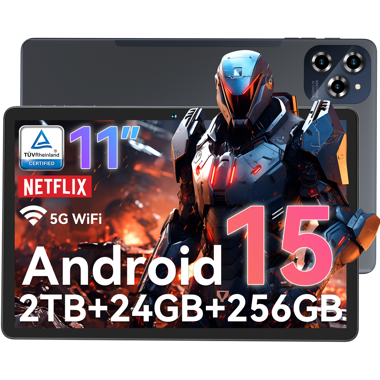 TABWEE W90 Android 15 Tablet 11 Inch - 24GB RAM 256GB ROM, Dual 4G LTE + 5G WiFi, Octa Core T615, 8000mAh, Gemini AI, WideVine L1