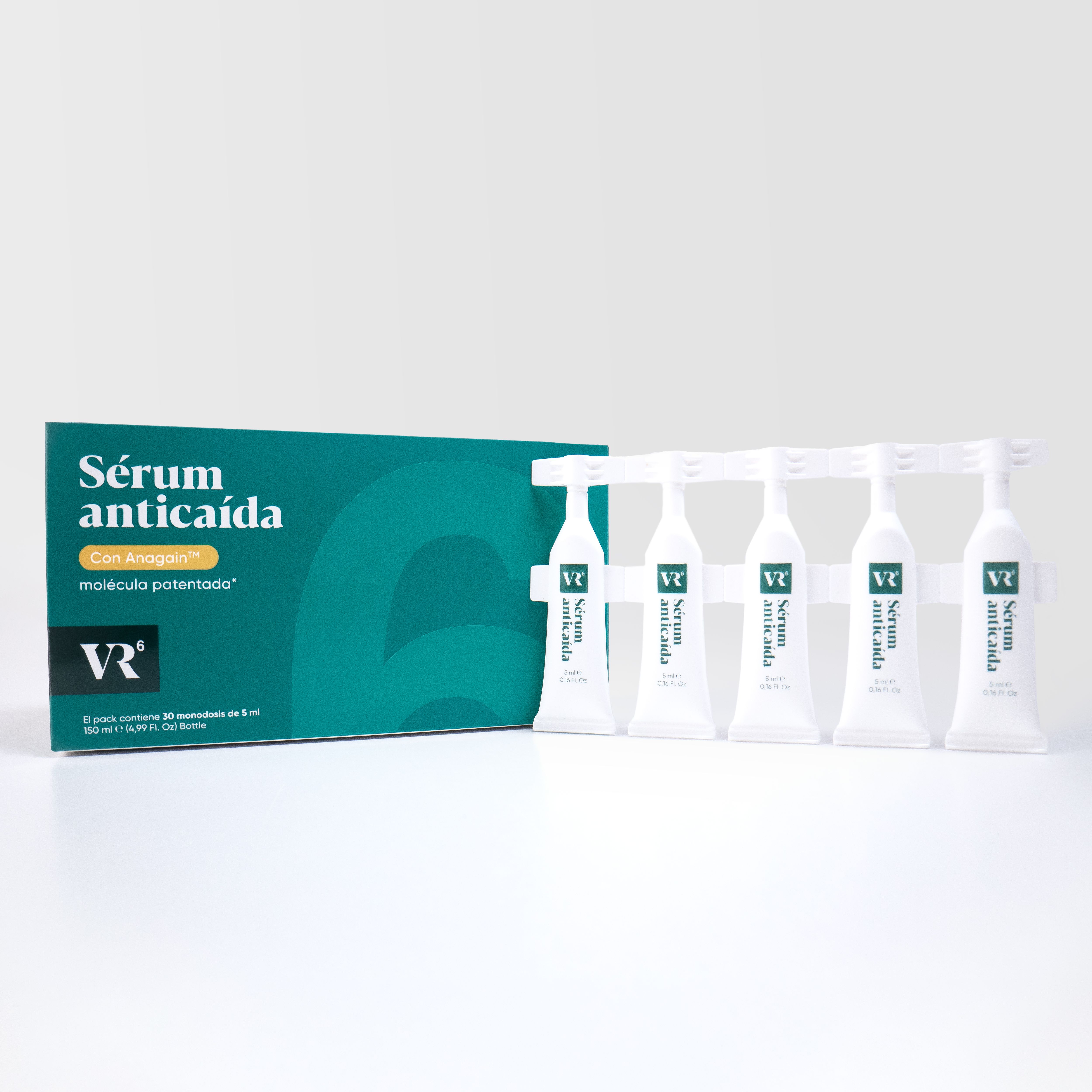 VR6 Serúm Anticaída del Cabello con Anagain. Tratamiento para el crecimiento del pelo 100% Natural con Betaine que Aporta Hidratación + Arginine que Aumenta la Nutrición en la Fibra Capilar + Tocopheryl Acetate es Antioxidante y Acondicionador de la Piel.