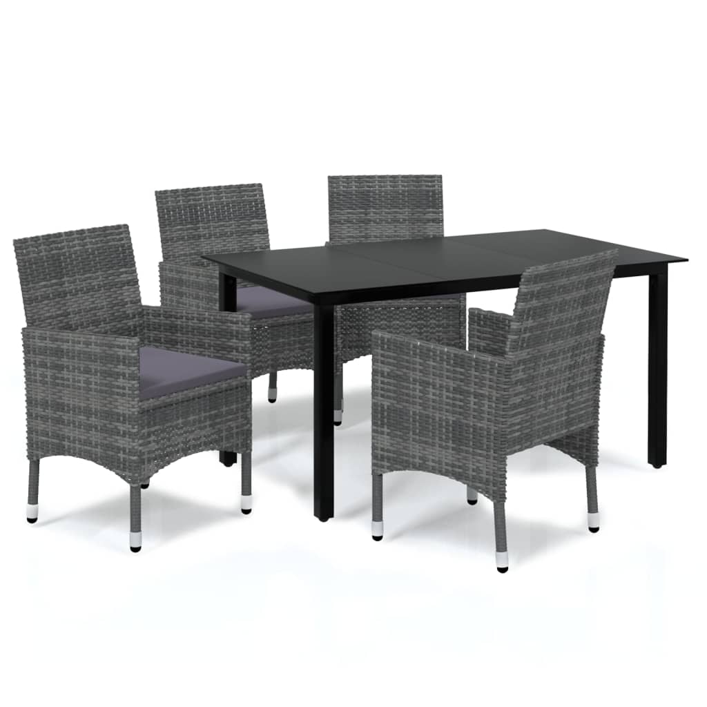 vidaXL Juego muebles jardín 5 pzas con cojines ratán sintético gris
