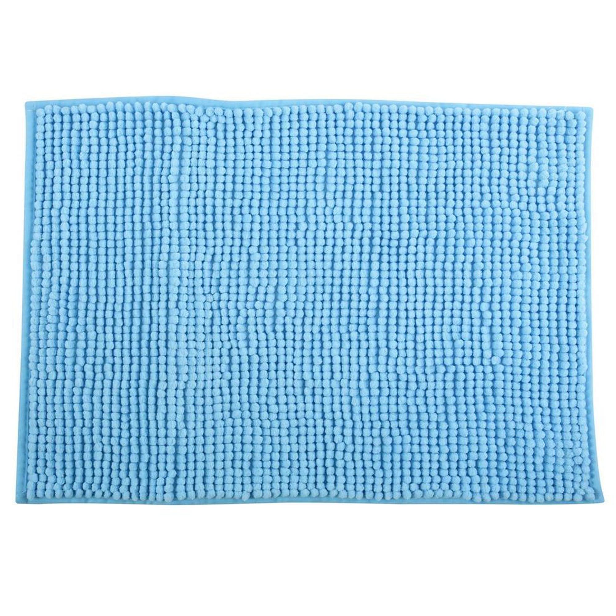 MSV Alfombra de Baño Chenille Azul 60x90cm Moderna y Cálida