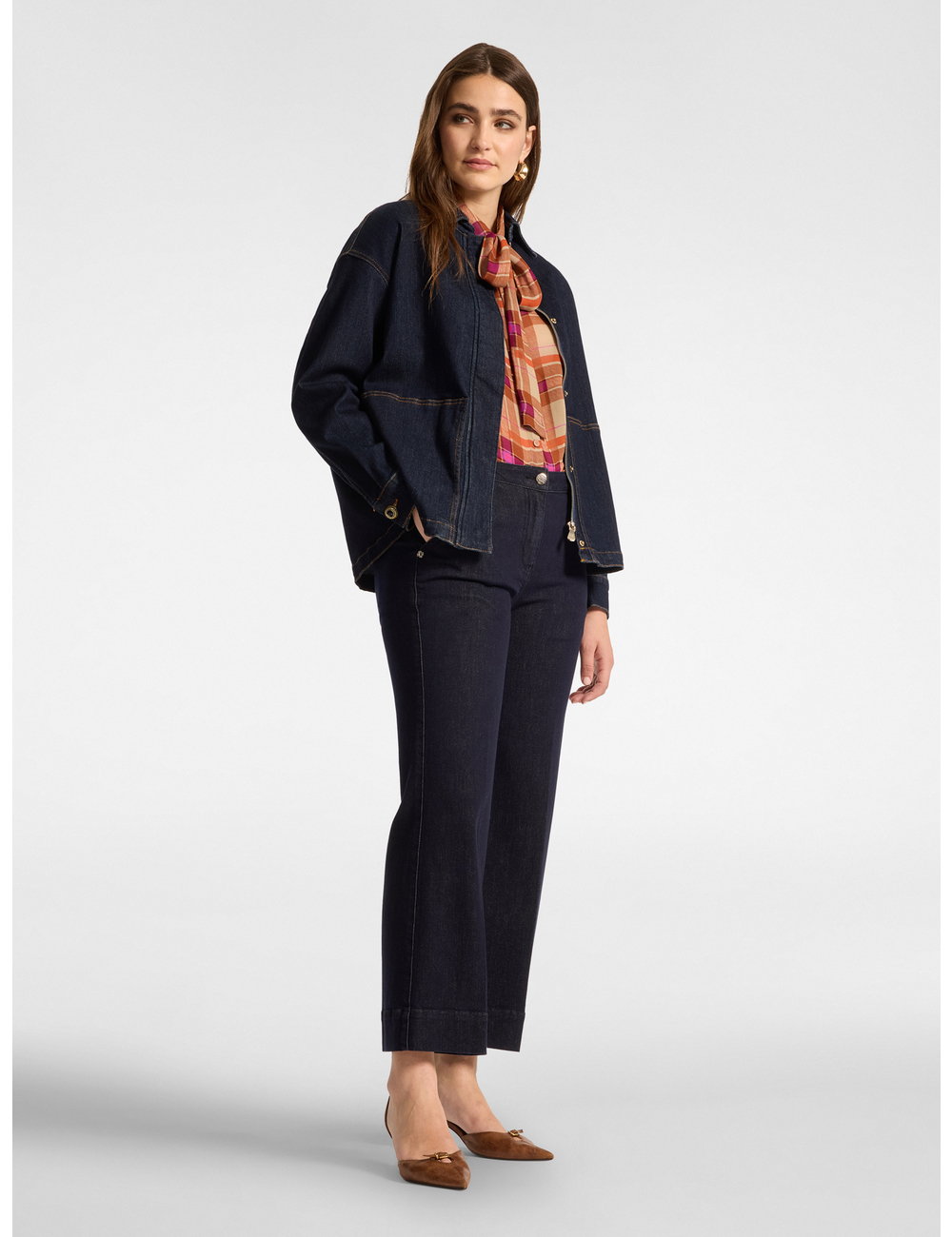 Elena Mirò - Jeans cropped wide leg en denim